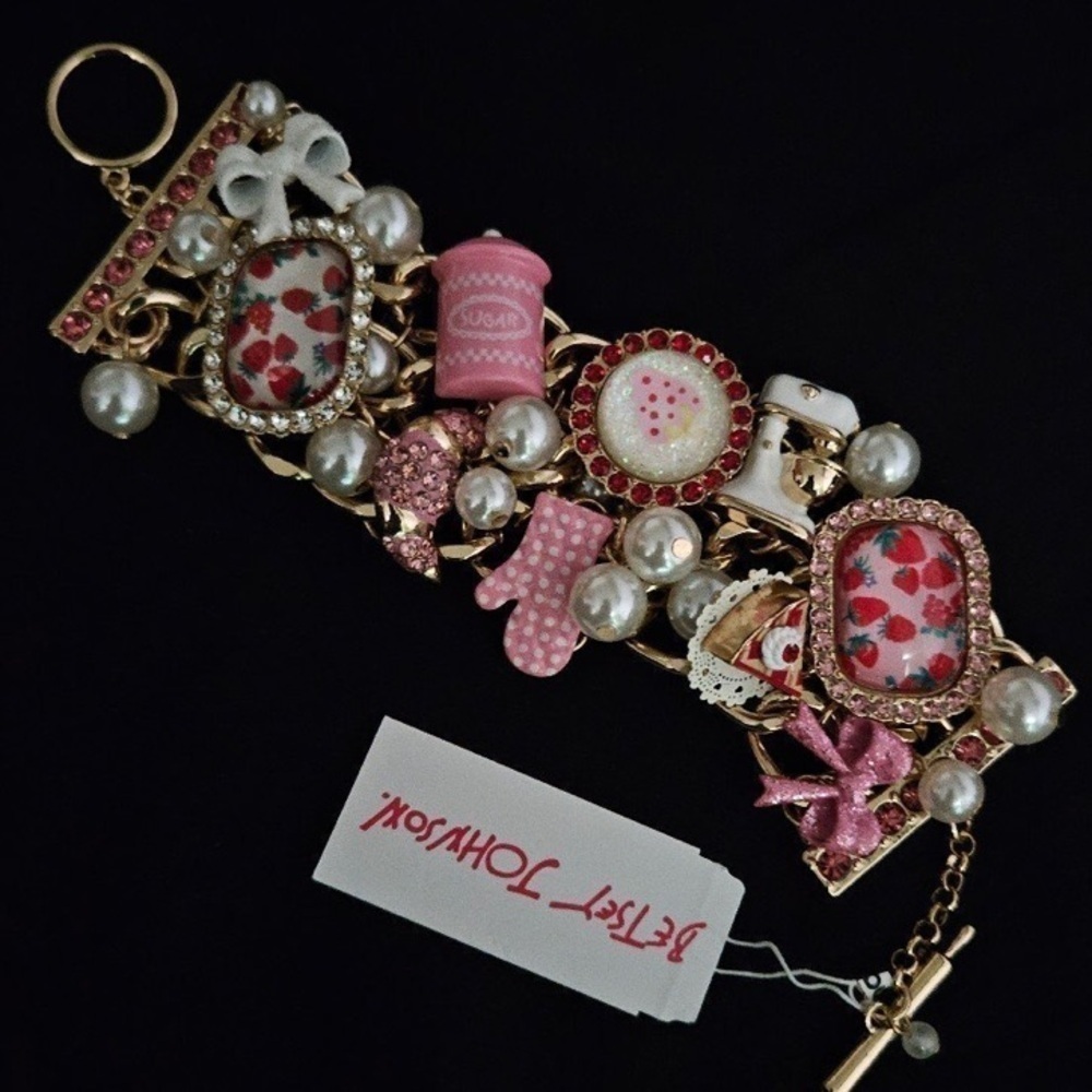 BETSEY JOHNSON Baby Cakes Heavy Charm-Covered Revival Bracelet Baking Sweets NWT